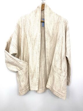 Ayrtight Open Front Linen Cotton Jacket Cream Natural Size M Made in Canada